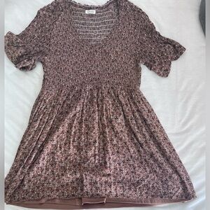 ✨EUC✨ Bohme smocked floral V-neck lined prairie style dress lightweight size XL